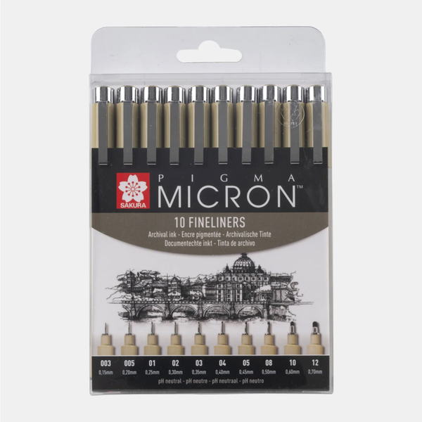 Sakura, Pigma, Micron Set, Zwart, 10 stuks - POXSDK10A