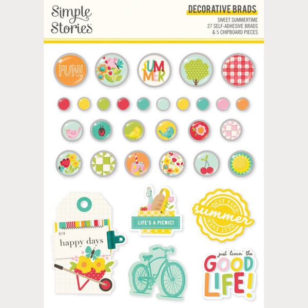 Simple Stories, Sweet Summertime, Decorative Brads - 26823