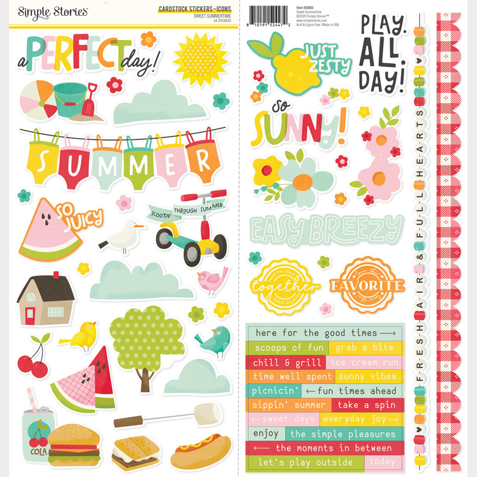 Simple Stories, Sweet Summertime, Cardstock Stickers, Icons - 26802