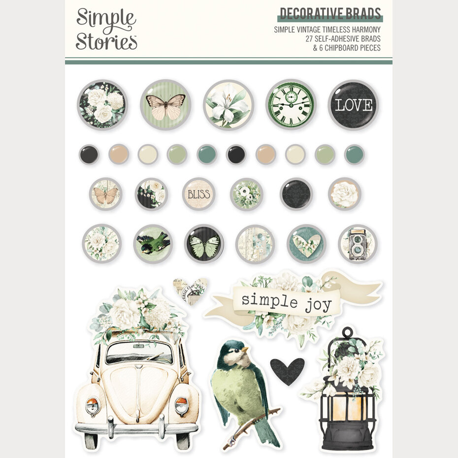 Simple Stories, Simply Vintage Timeless Harmony, Decorative Brads - 27031