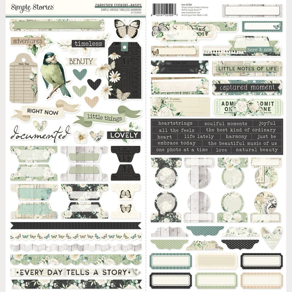 Simple Stories, Simply Vintage Timeless Harmony, Cardstock Stickers, Basics - 27003