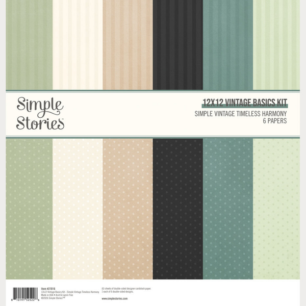 Simple Stories, Simply Vintage Timeless Harmony, Vintage Basics Kit, 12x12 inch - 27016