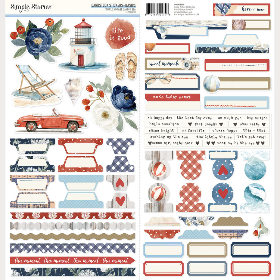 Simple Stories, Simple Vintage Sand & Sea, Cardstock Stickers, Basics - 26903