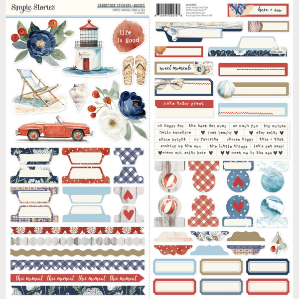 Simple Stories, Simple Vintage Sand & Sea, Cardstock Stickers, Basics - 26903