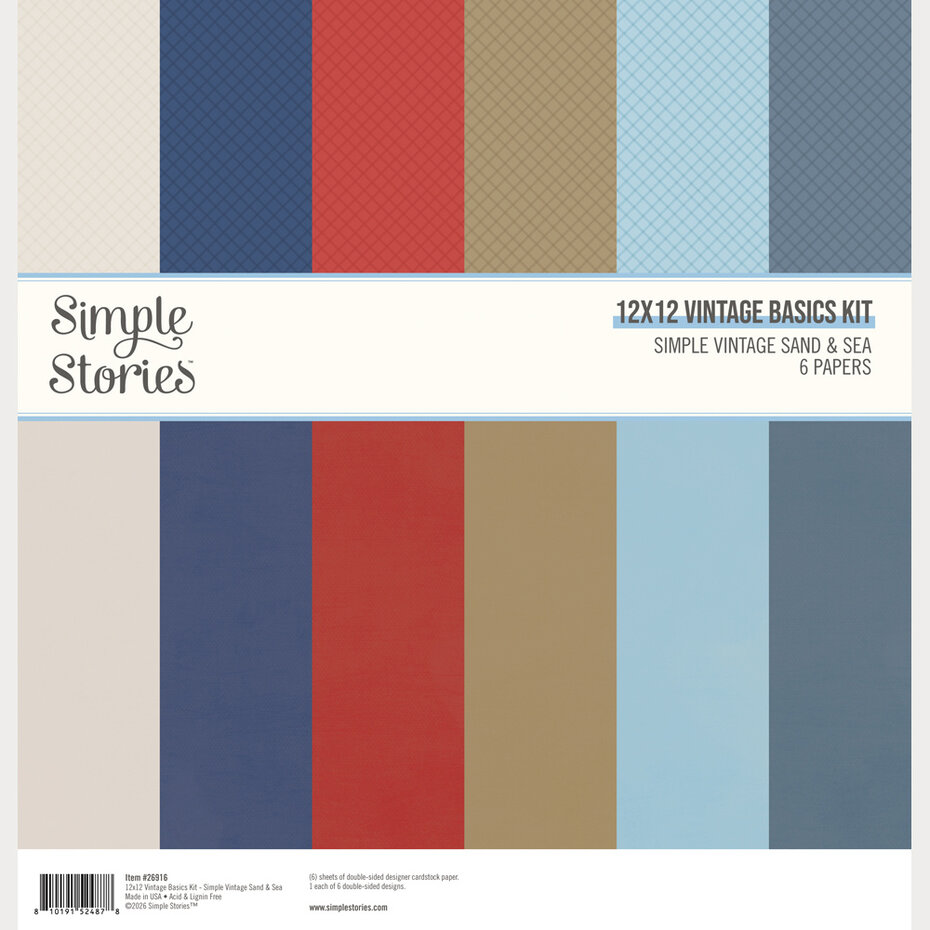 Simple Stories, Simple Vintage Sand & Sea, Vintage Basics Kit, 12x12 inch - 26916