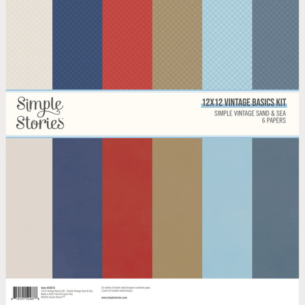 Simple Stories, Simple Vintage Sand & Sea, Vintage Basics Kit, 12x12 inch - 26916