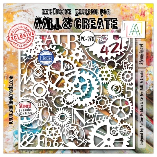 AALL & Create, Mask Stencil, Steamheart, 6x6 inch - AALL-PC-270