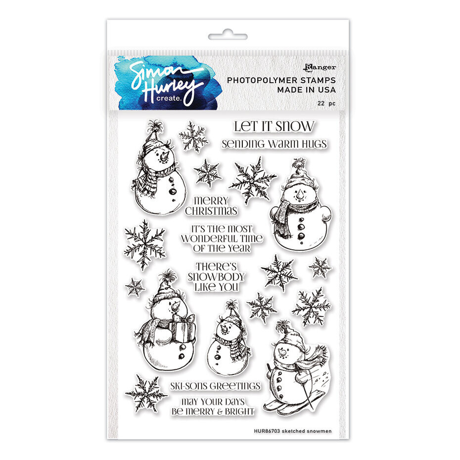 Simon Hurley, Clear Stamp, Sketched Snowmen - HUR86703