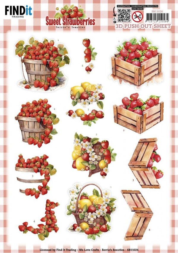 Berrie's Beauties, 3D Push-Out, Sweet Strawberries, Strawberries in a Basket - SB11026