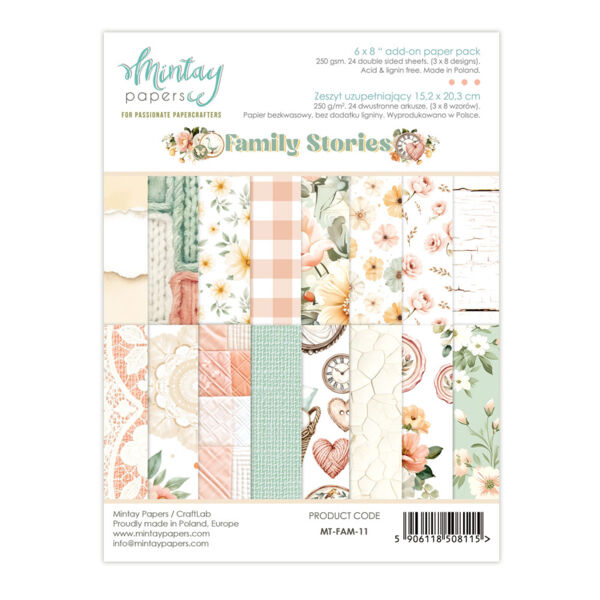 Mintay, Add-On Paperpad, Family Stories, 6x8 inch - MT-FAM-11
