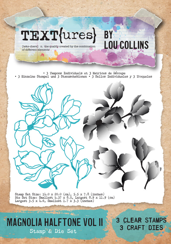 Arden Creative, Lou Collins, Stamp+Die Set, Dragonfly Dreams, Magnolia Halftone Vol II - TEXDS0001