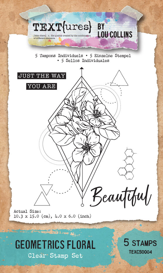 Arden Creative, Lou Collins, Clear Stamp, Dragonfly Dreams, Geometric Florals - TEXCS0004