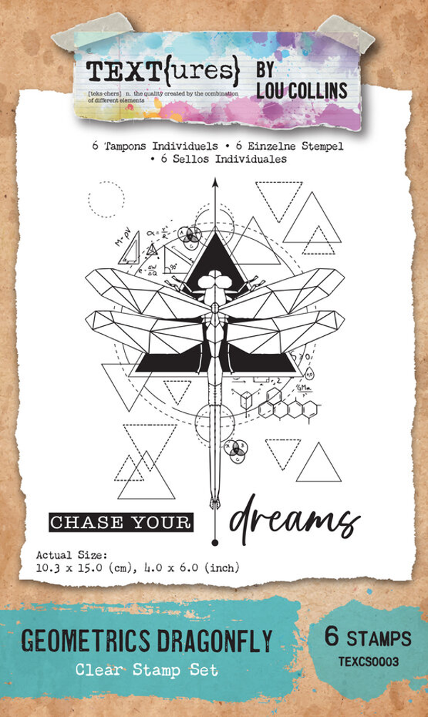 Arden Creative, Lou Collins, Clear Stamp, Dragonfly Dreams, Geometrics Dragonfly - TEXCS0003