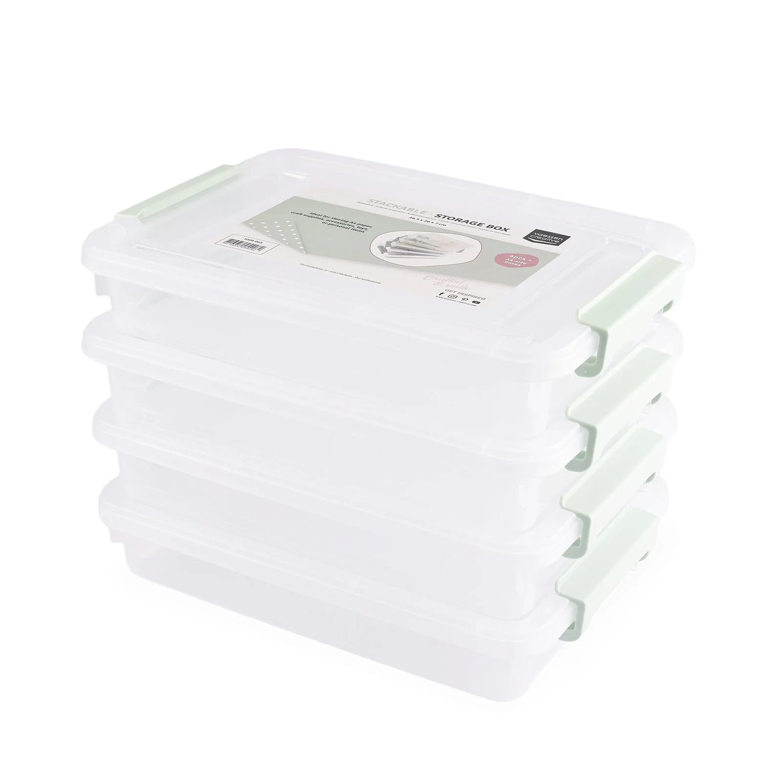 Vaessen Creative, Opbergbox Stapelbaar A4, 4 stuks - 1009-065