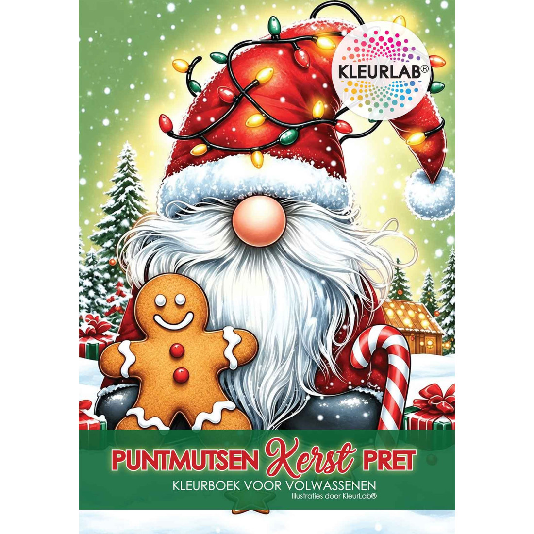 Kleurlab, Kleurboek voor Volwassenen, Puntmutsen Kerst Pret