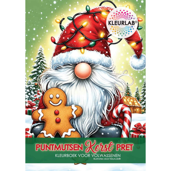 Kleurlab, Kleurboek voor Volwassenen, Puntmutsen Kerst Pret