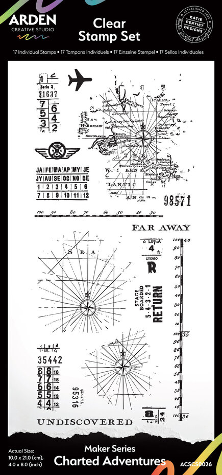 Arden Creative Studio, Maker Series, Clear Stamp Set, This Way by Katie Pertiet, Charted Adventures - ACSCS0026