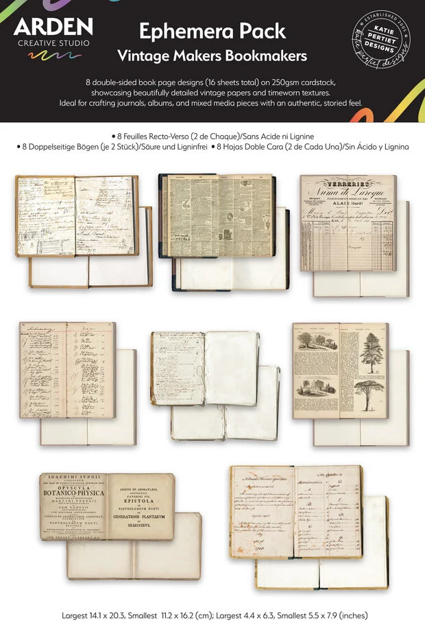 Arden Creative Studio, Vintage Makers, Bookmakers, Ephemera Pack, by Katie Pertiet, Seek More - ACSEP0013
