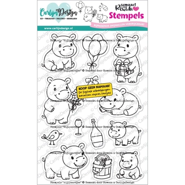 Carlijn Design, Clear Stamp, Nijlpaardjes - CDST-0173