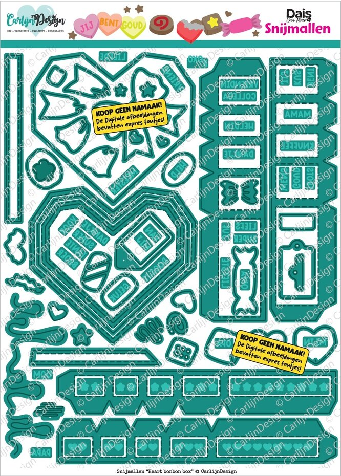 Carlijn Design, Snijmal, Heart Bon Bon Box - CDSN-0362
