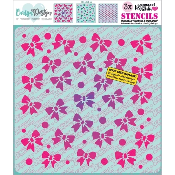 Carlijn Design, Mask Stencil, Hartjes & Strikjes - CDSC-0049