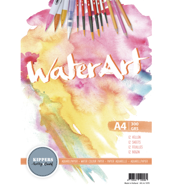 Kippers, Aquarel Papier, 12 vel, 300 grams, A4 formaat