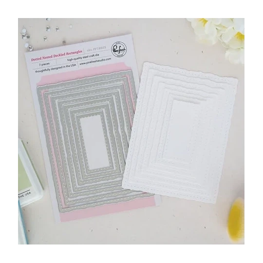 PinkFresh, Snijmal, Quiet Moments, Dotted Nested Deckled Rectangles - PF186ES