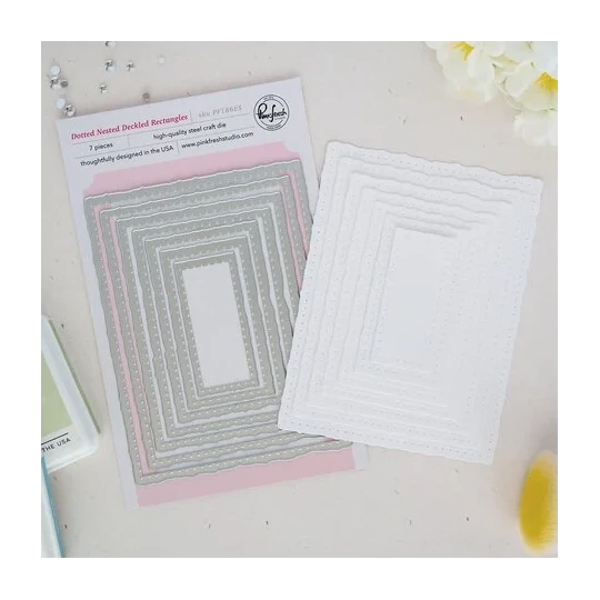 PinkFresh, Snijmal, Quiet Moments, Dotted Nested Deckled Rectangles - PF186ES