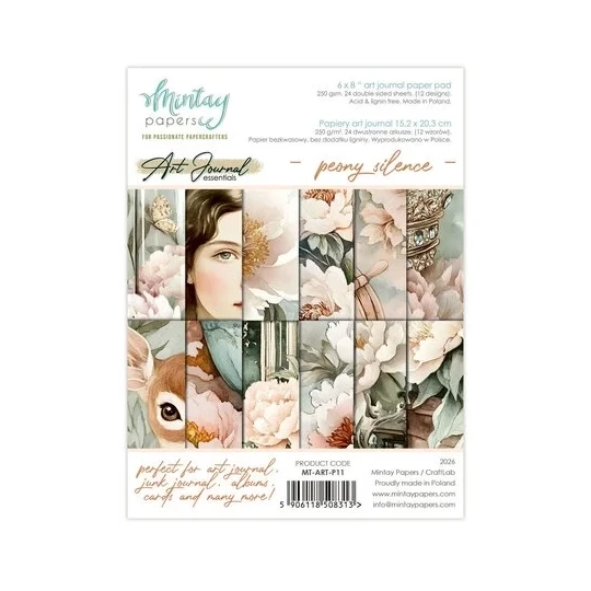 Mintay, Art Journal, Paperpad, Peony Silence, 6x8 inch - MT-ART-P11
