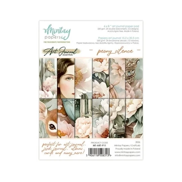 Mintay, Art Journal, Paperpad, Peony Silence, 6x8 inch - MT-ART-P11