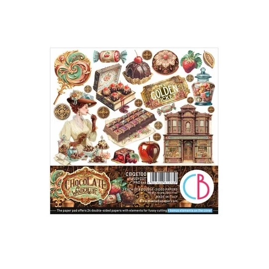Ciao Bella, Fussy Cut Pad, The Chocolate Factory, 6x6 inch - CBQE100