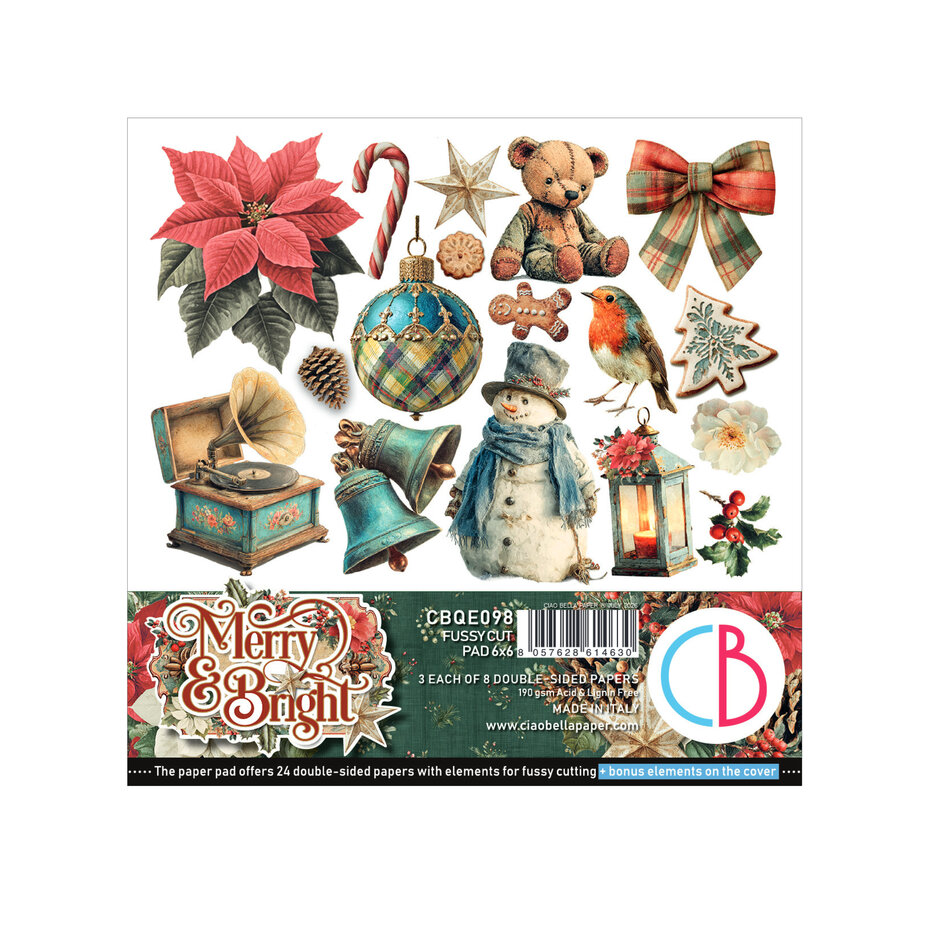 Ciao Bella, Fussy Cut Pad, Merry & Bright, 6x6 inch - CBQE098