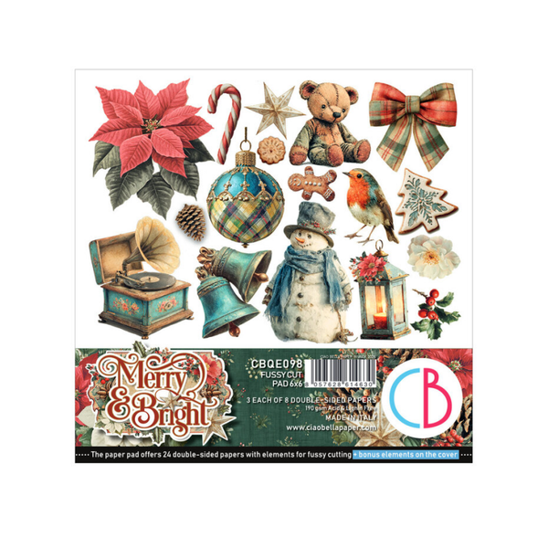 Ciao Bella, Fussy Cut Pad, Merry & Bright, 6x6 inch - CBQE098