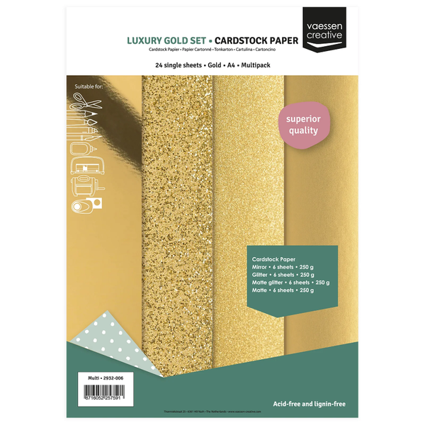 Vaessen Creative, Set, Textuur, Luxury Gold, A4 - 2932-006