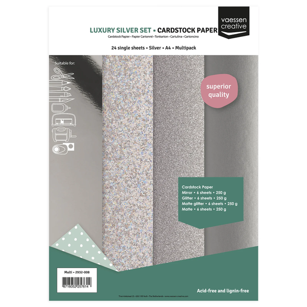 Vaessen Creative, Set, Textuur, Luxury Silver, A4 - 2932-008