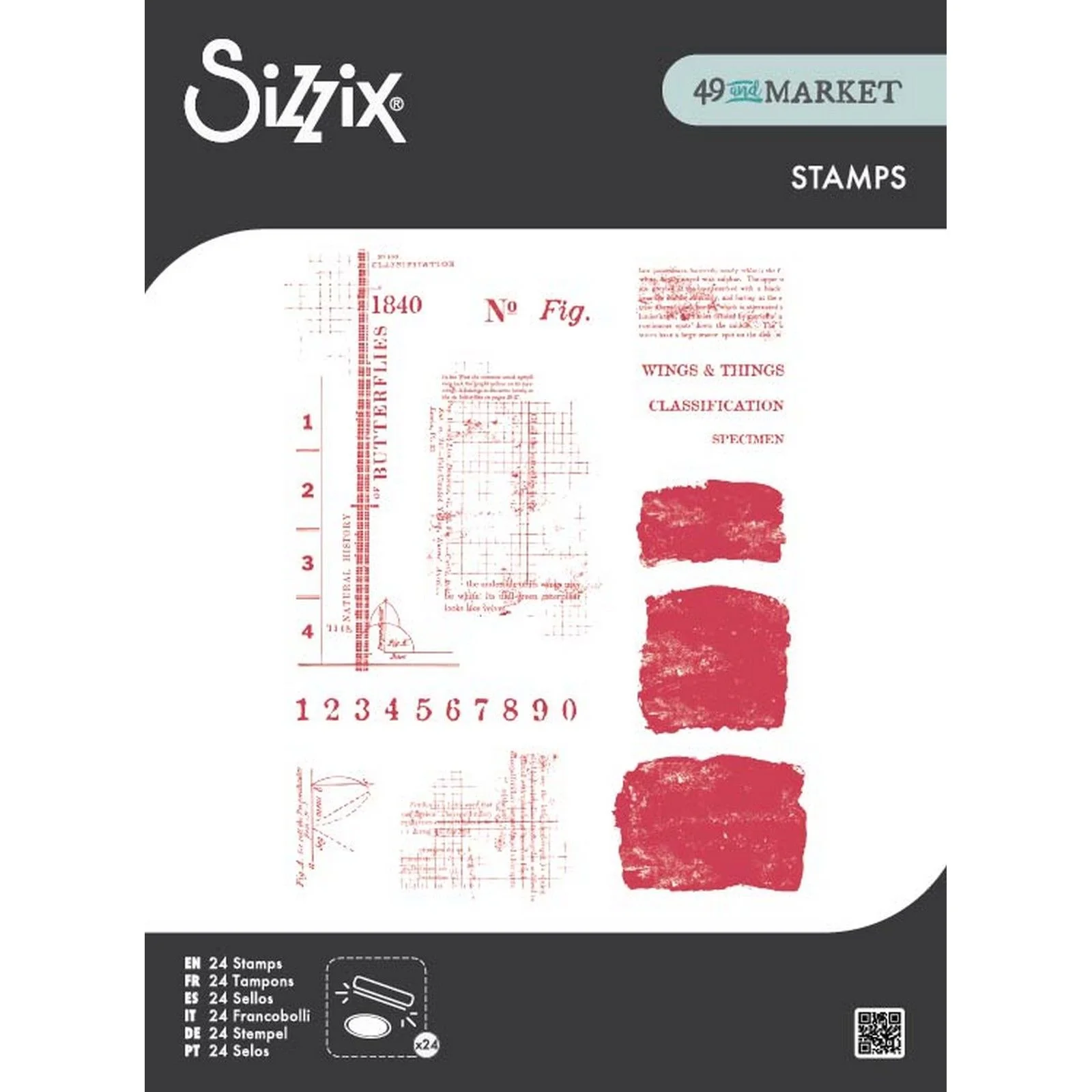 Sizzix, Clear Stamp, 49 and Market, Wings & Things - 667183