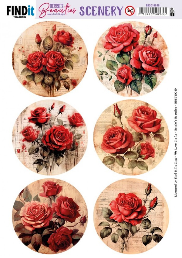 Berrie's Beauties, Push Out Scenery, Red Roses, Round - BBSC10049