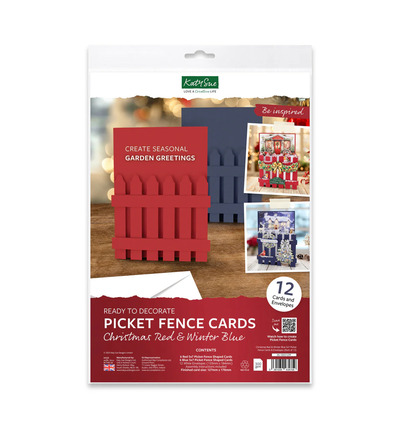 Katy Sue, Picket Fence Cards, Kaart + Envelop, Christmas Red + Winter Blue - 05-10031CPF