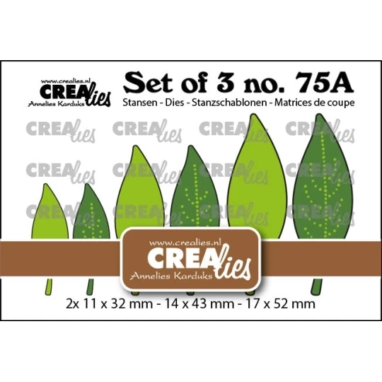 Crealies, Set of 3, Dichte Bladeren met/zonder stippen (spiegelbeeld) - CLSET75a