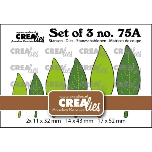 Crealies, Set of 3, Dichte Bladeren met/zonder stippen (spiegelbeeld) - CLSET75a