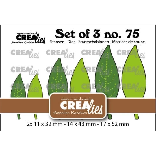 Crealies, Set of 3, Dichte Bladeren met/zonder stippen - CLSET75