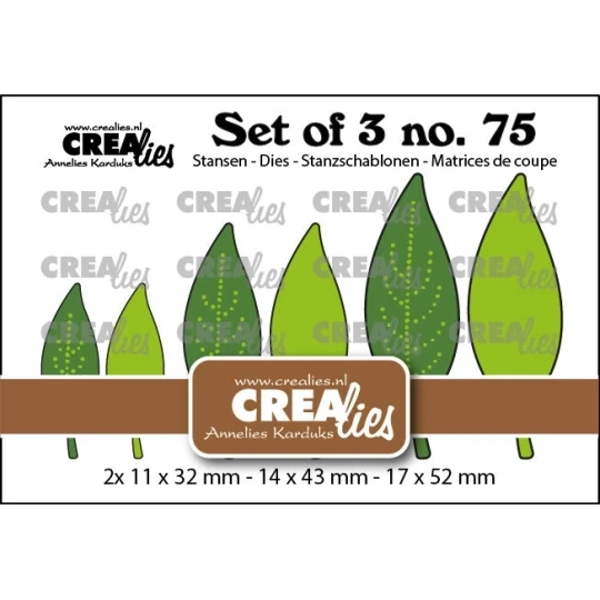 Crealies, Set of 3, Dichte Bladeren met/zonder stippen - CLSET75