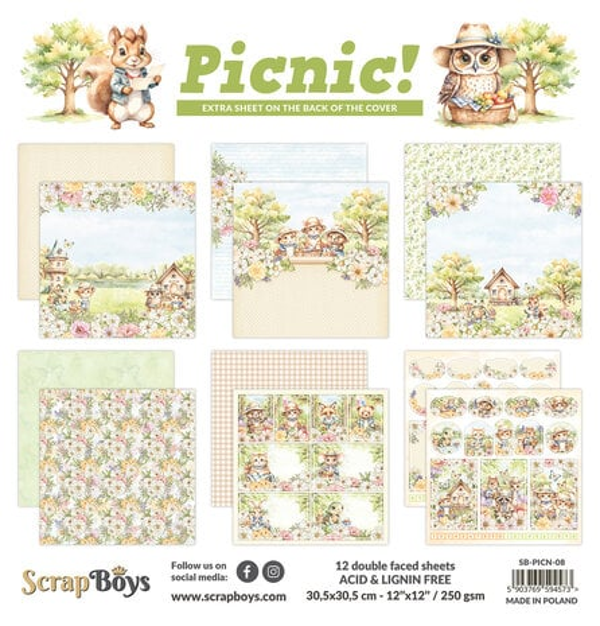 ScrapBoys, Paperpad, Picnic!, 12x12 inch - SB-PICN-08
