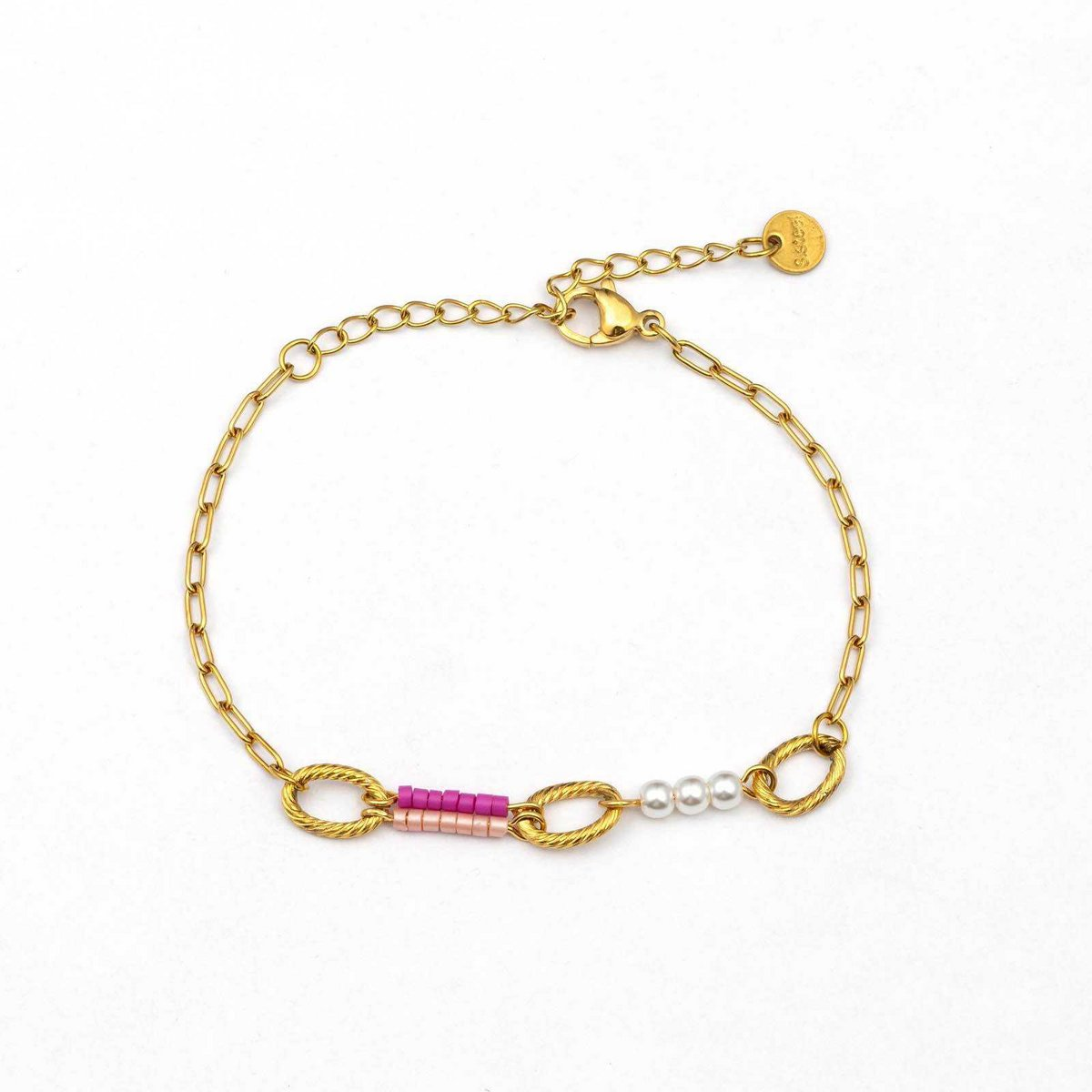 Armband, Schakels + Parels, Goud