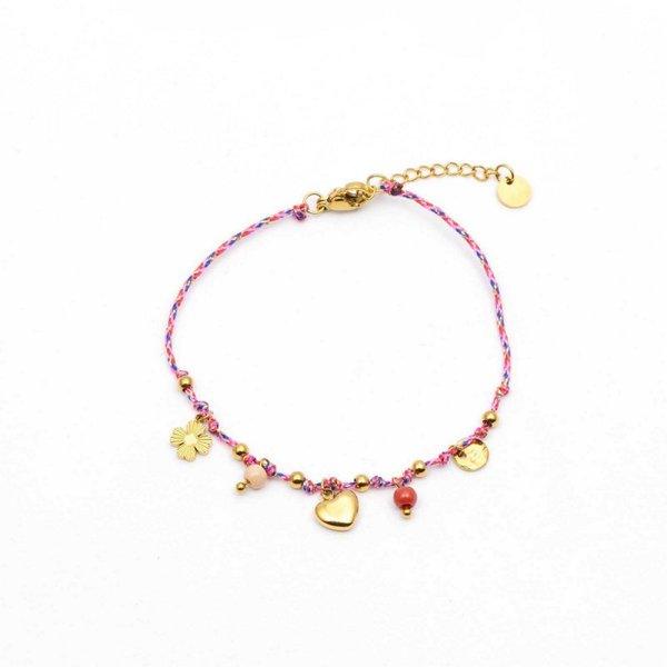 Armband, Roze met bedeltjes