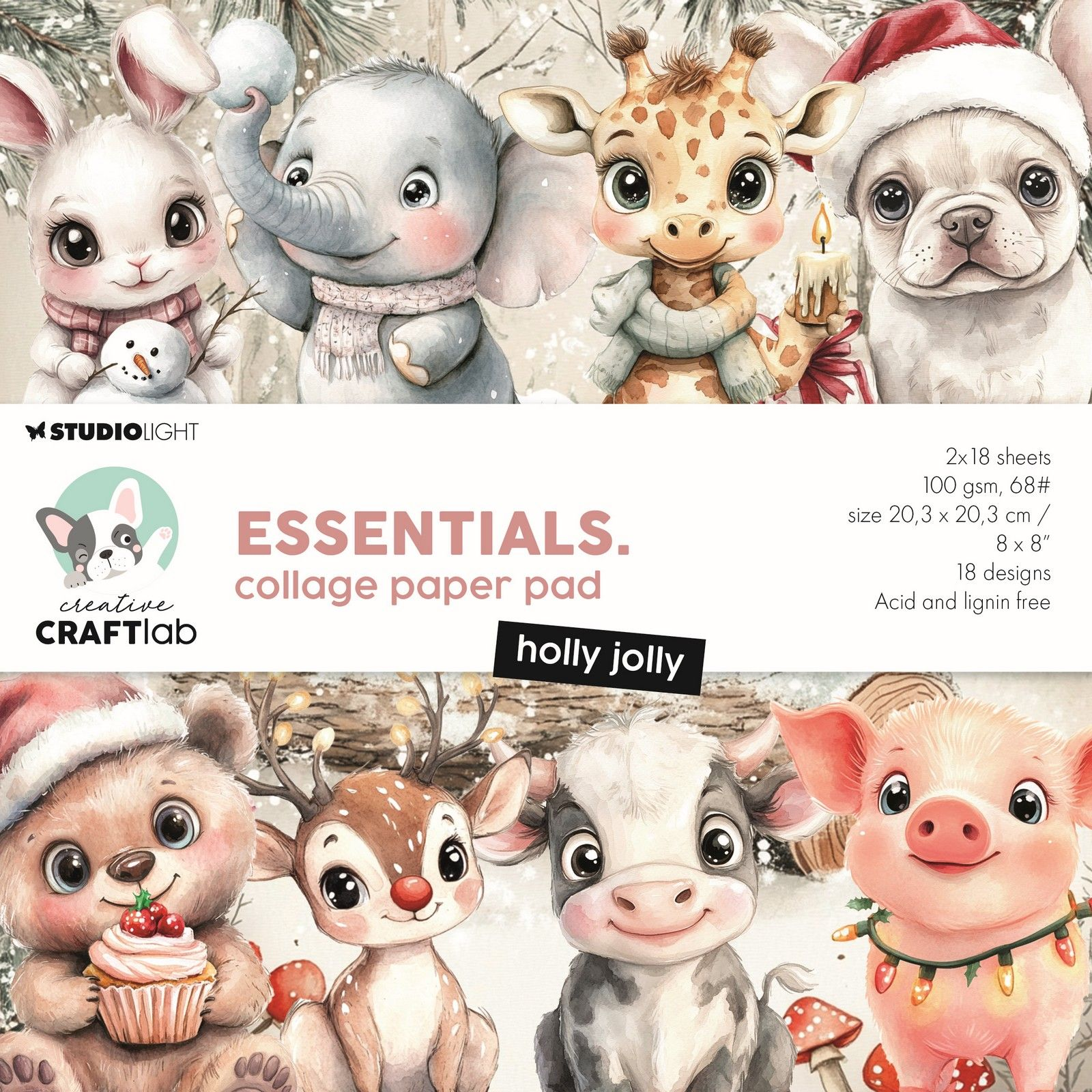 CraftLab, Collage Paperpad, Essentials, Holly Jolly - CCL-ES-CPP368