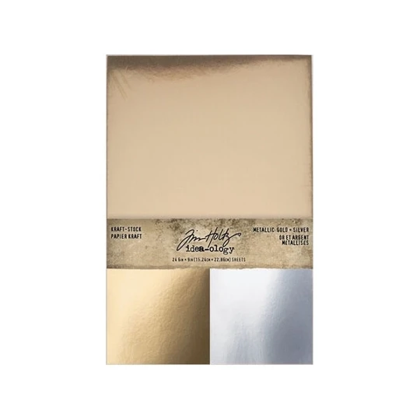 Tim Holtz, Christmas, Kraft Stock, Metallic Gold + Silver - TH94493