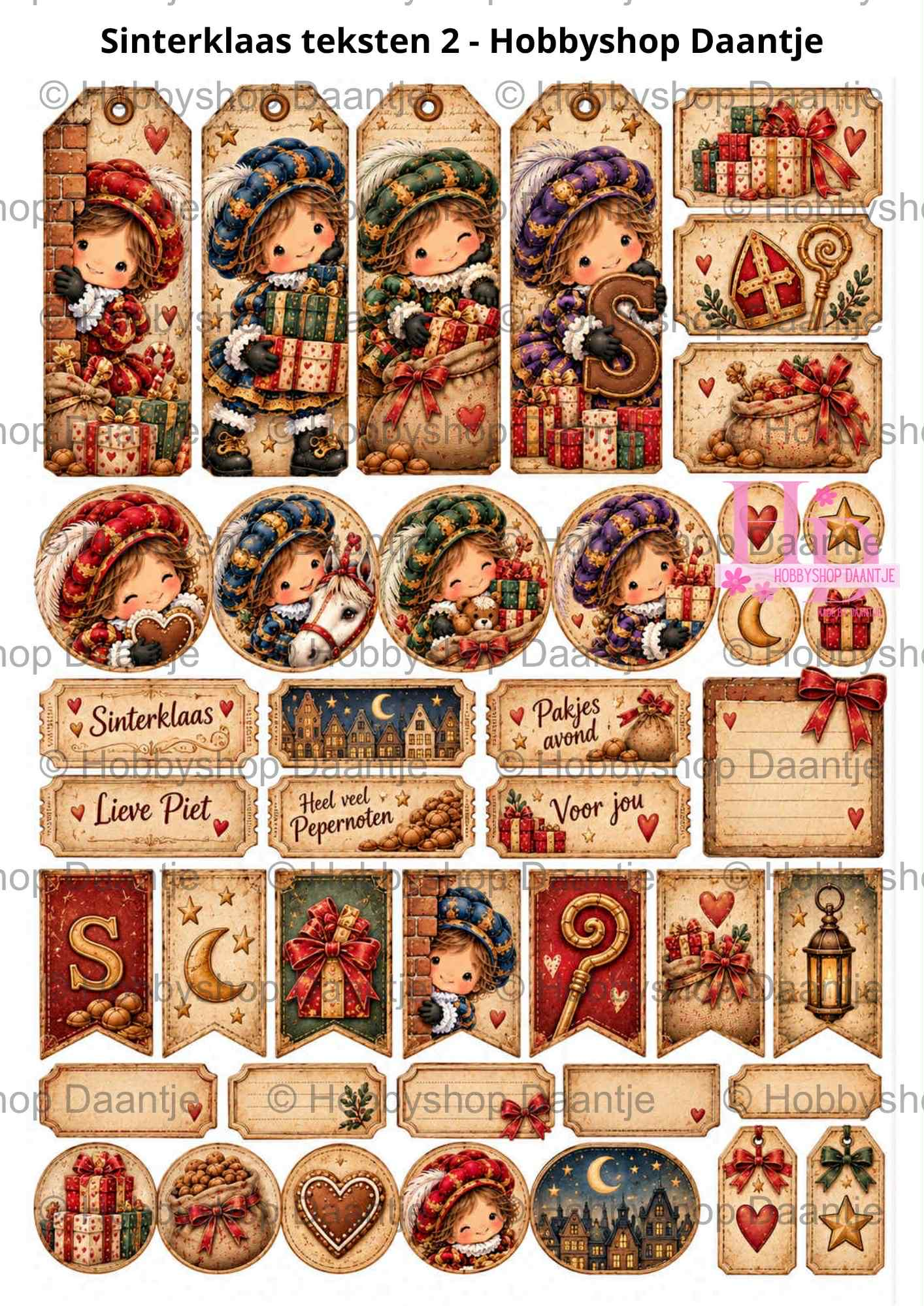 GRATIS - Digitaal Collagevel - Sinterklaas teksten 2