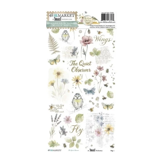49 and Market, Rub-On Transfer Set, The Quiet Observer, by Arthouse Whimsy, 6x12 inch - TQO-37180