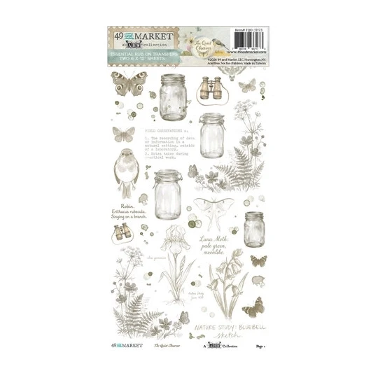 49 and Market, Rub-On Transfer Set, The Quiet Observer, Essential, by Arthouse Whimsy, 6x12 inch - TQO-37173